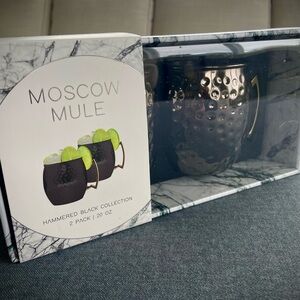 Set of 2 Moscow Mule Glasses | 20oz | Hammered Black with Copper Finish NWT